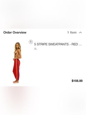 Aviator Nation Red 5-Stripe Jumpsuit with Rainbow Side Stripes
